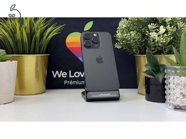 iPhone 15 Pro 512GB e-Sim, Fekete Titán, Független - Számla, 1ÉV Garancia