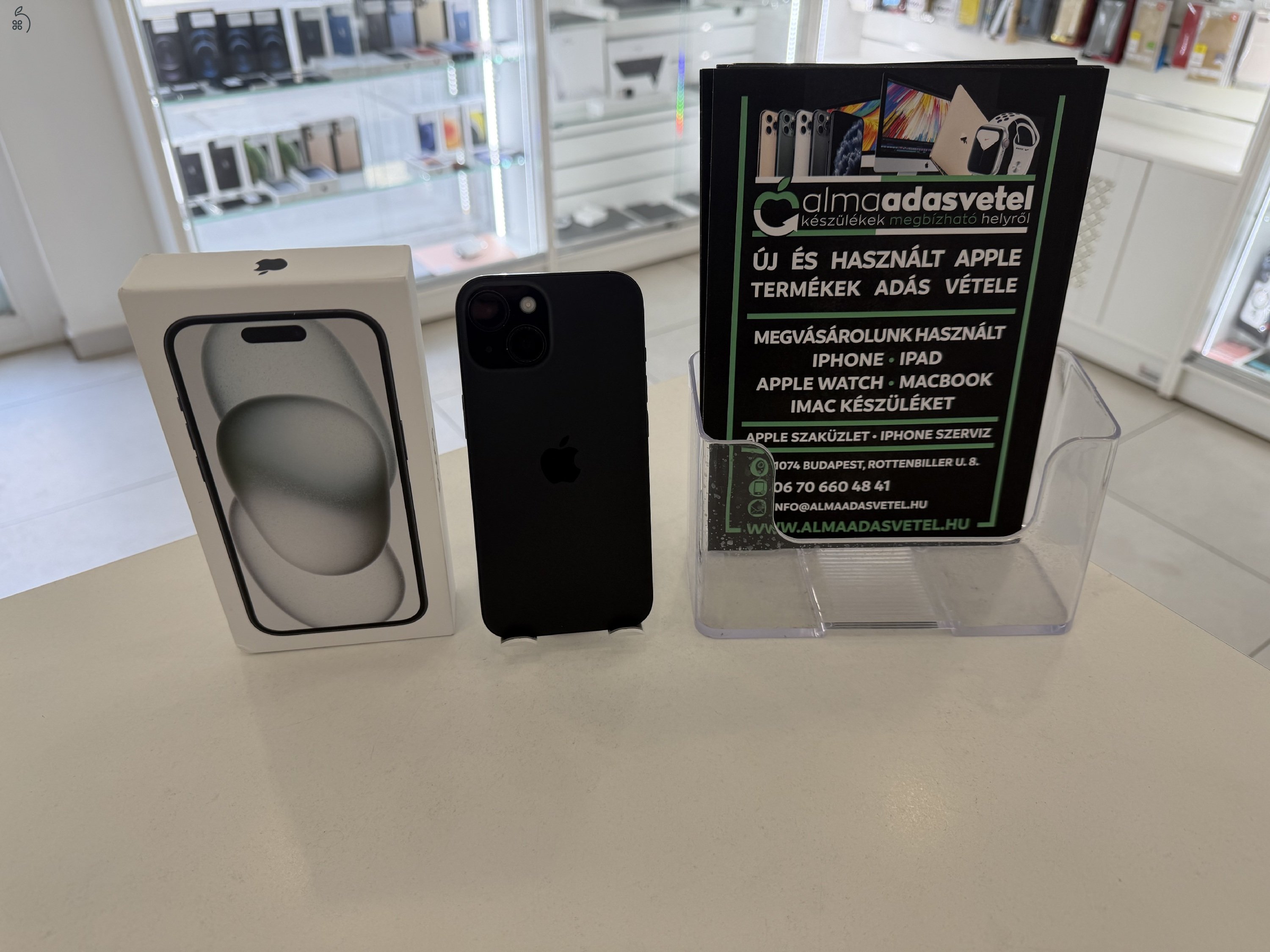 iPhone 15 128GB Független Újszerű/1 hónap gar./Akku 87%/p4869