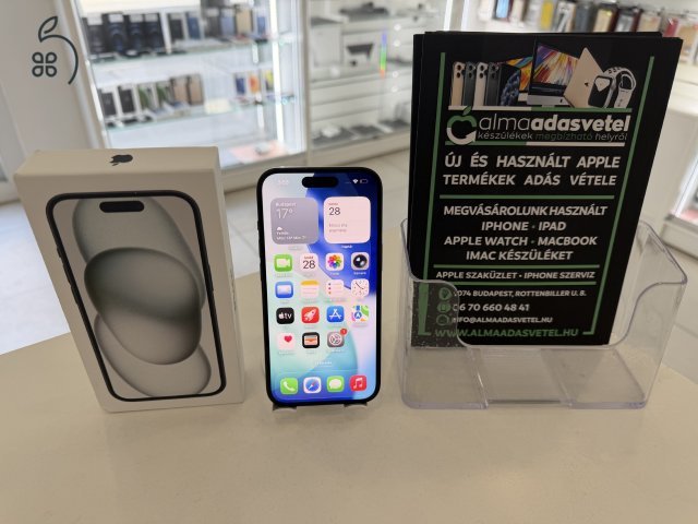 iPhone 15 128GB Független Újszerű/1 hónap gar./Akku 87%/p4869