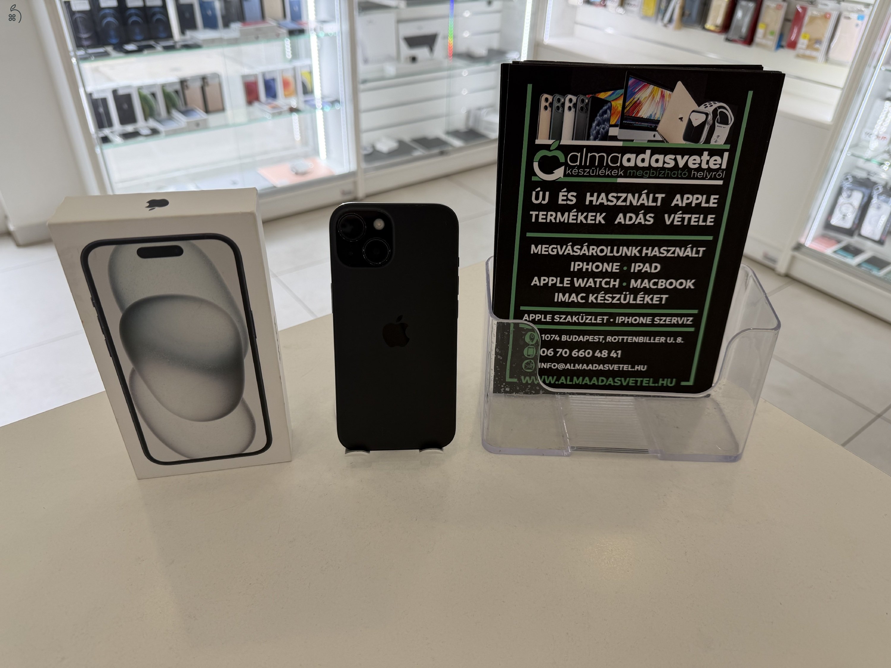 iPhone 15 256GB Független Használt/1 hónap gar./Akku 87%/p4870