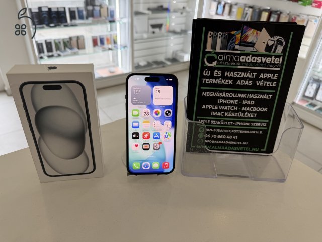 iPhone 15 256GB Független Használt/1 hónap gar./Akku 87%/p4870