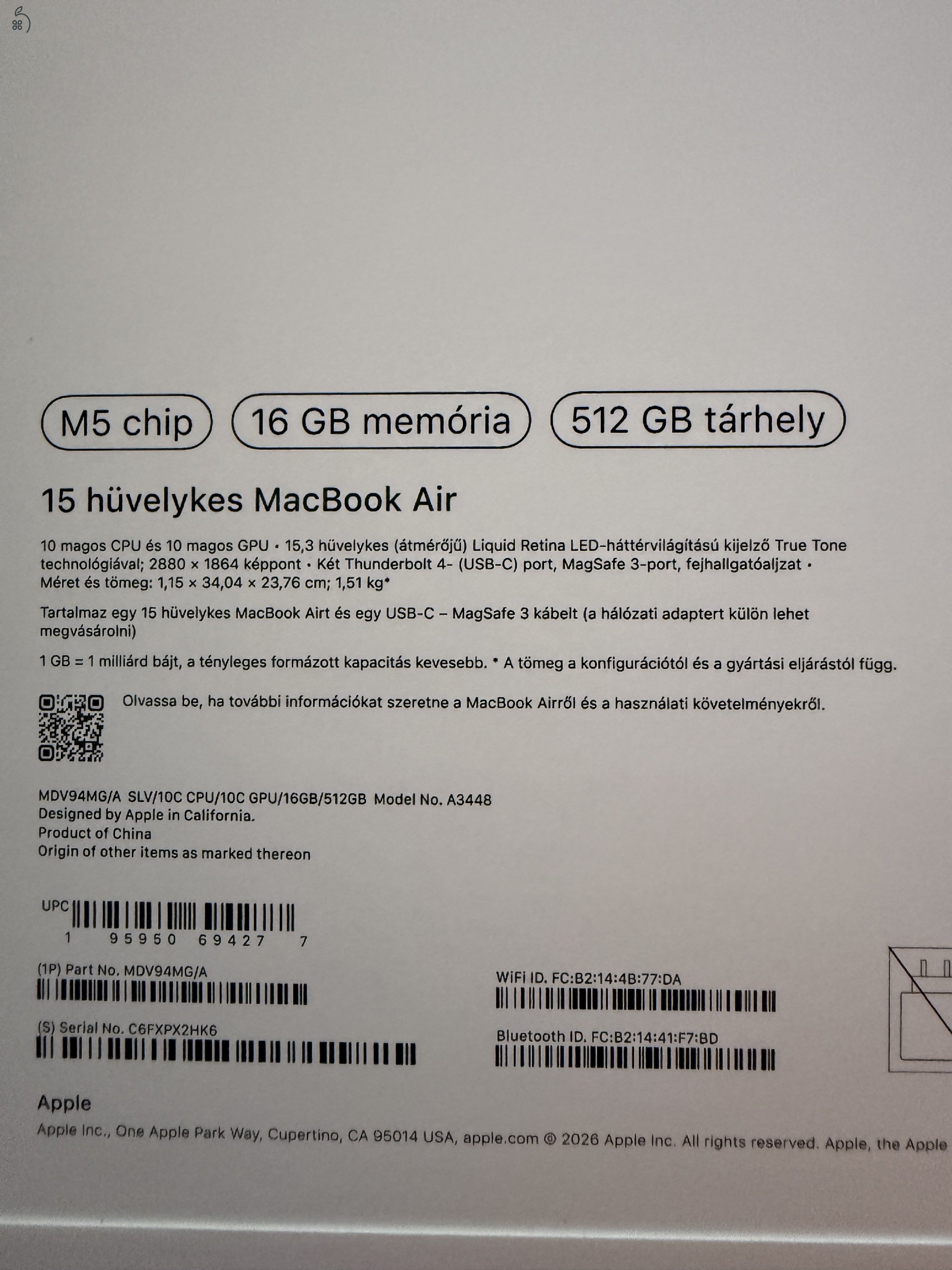 MacBook Air M5 15” Bontatlan! 