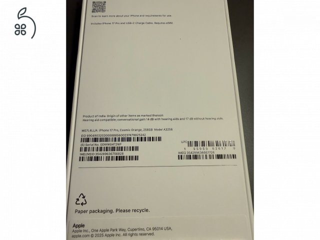 Új iPhone 17 Pro Cosmic Orange 256GB gyárilag kártya-független, apple világgaranciával