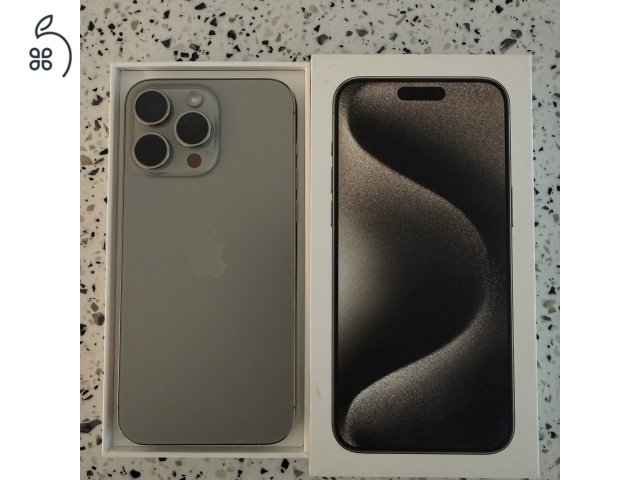 iPhone 15 Pro Max 256 GB natural titanium – hibátlan állapot, dobozzal, eredeti tartozékokkal