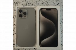 iPhone 15 Pro Max 256 GB natural titanium – hibátlan állapot, dobozzal, eredeti tartozékokkal