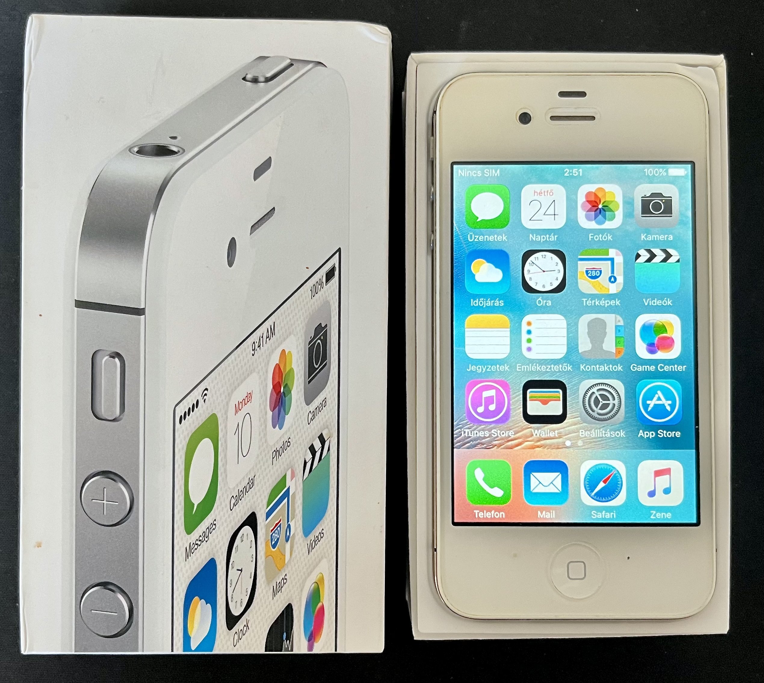 iPhone 4s 8GB Fehér – Gyűjtői állapot, minden gyári tartozékkal!