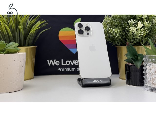 iPhone 15 Pro Max 256GB Fehér Titán, Független - 1ÉV Garancia, Számla