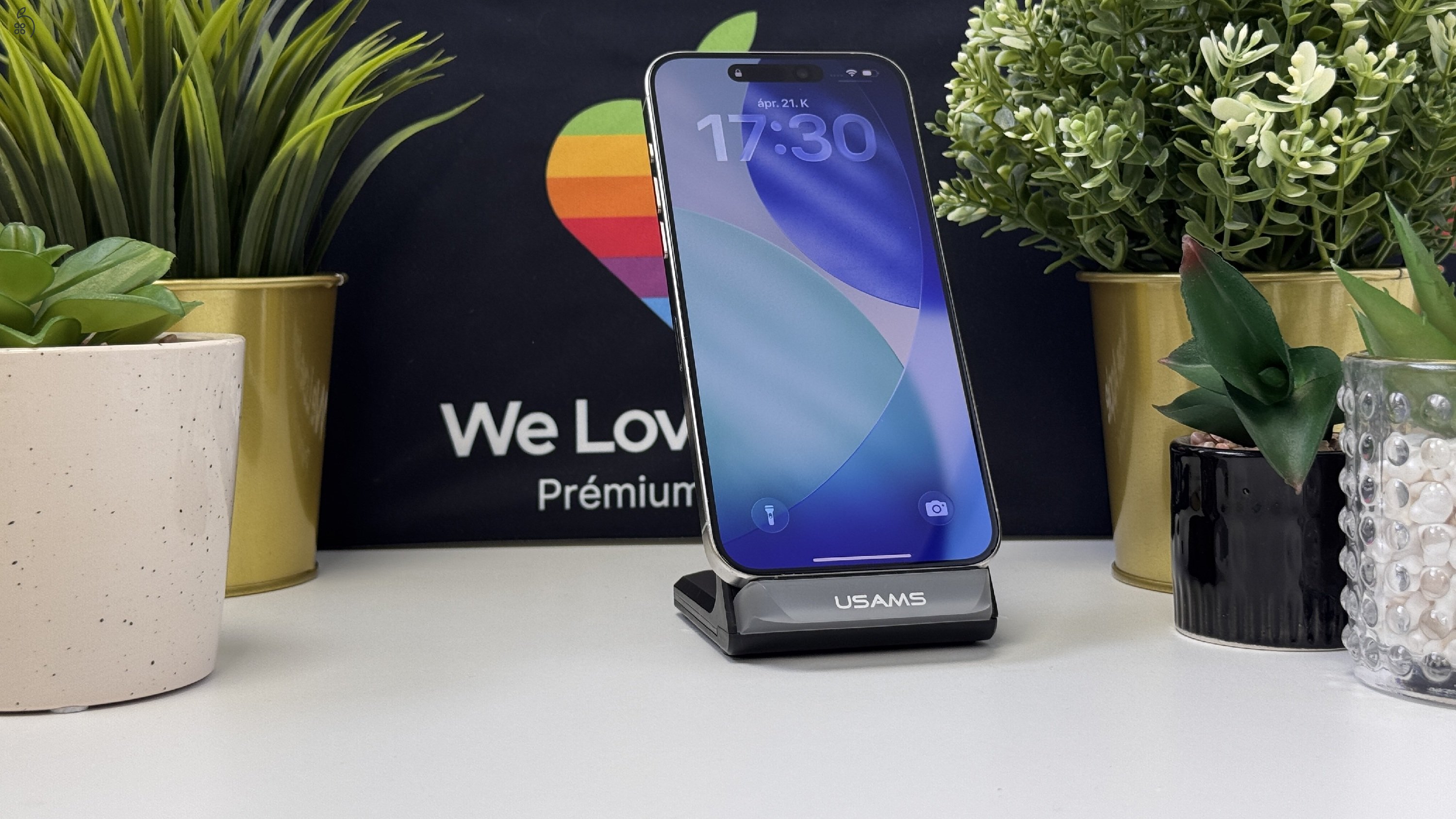 iPhone 15 Pro Max 256GB Fehér Titán, Független - 1ÉV Garancia, Számla