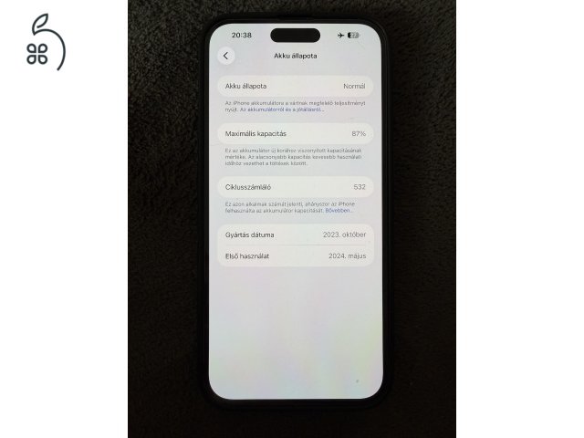 iPhone 15 Plus 256GB fekete – független – 87% akku – szép állapot