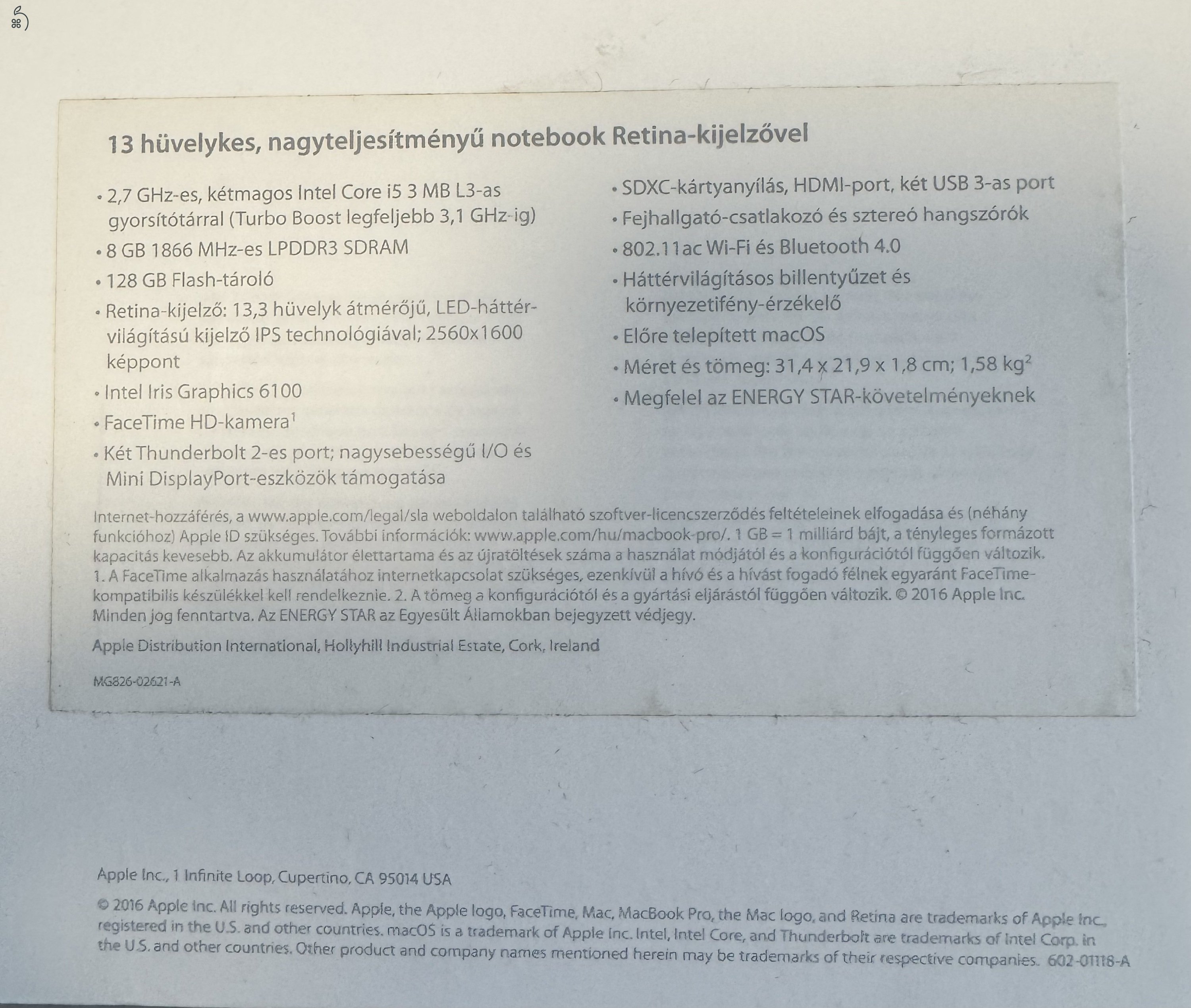 Macbook pro 13, 2015