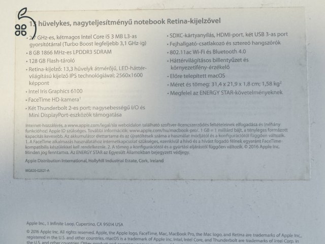 Macbook pro 13, 2015