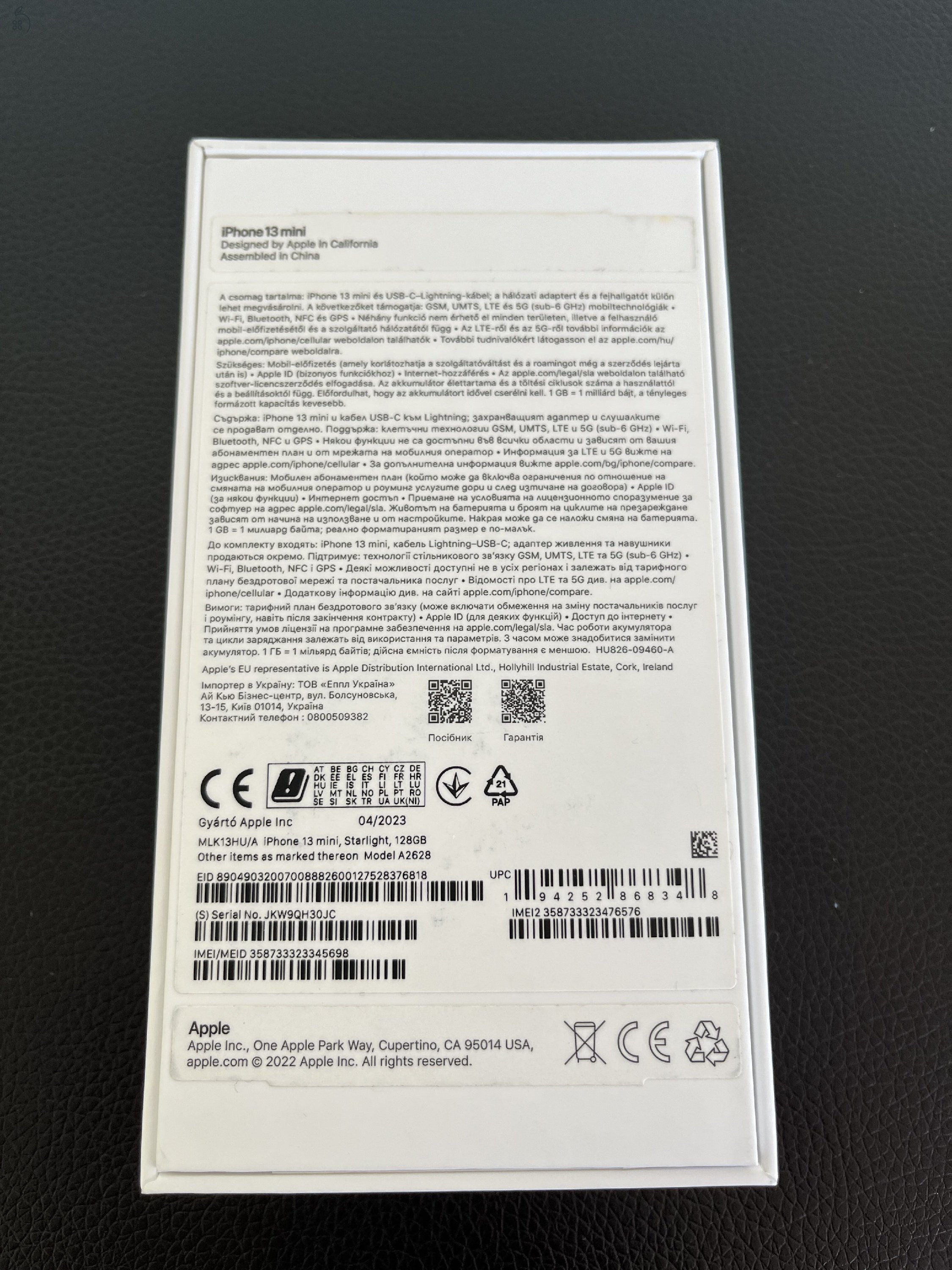 APPLE iPhone 13 Mini 128GB - Starlight (Fehér színű) Újszerű-Kártyafüggetlen