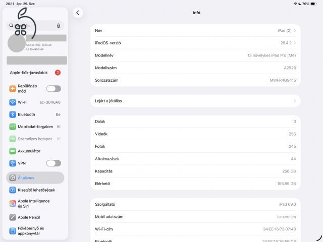 iPad Pro M4 13 Cellular 256GB + Magyar Magic Keyboard + Apple Pencil Pro