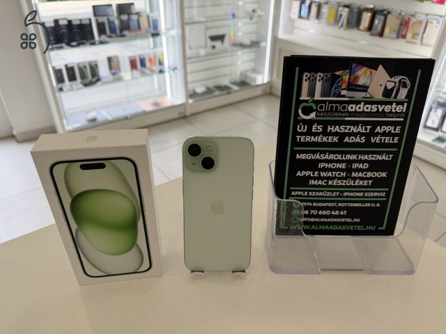 iPhone 15 128GB Zöld Független Hibátlan/1 hónap gar./Akku 96%/p4878
