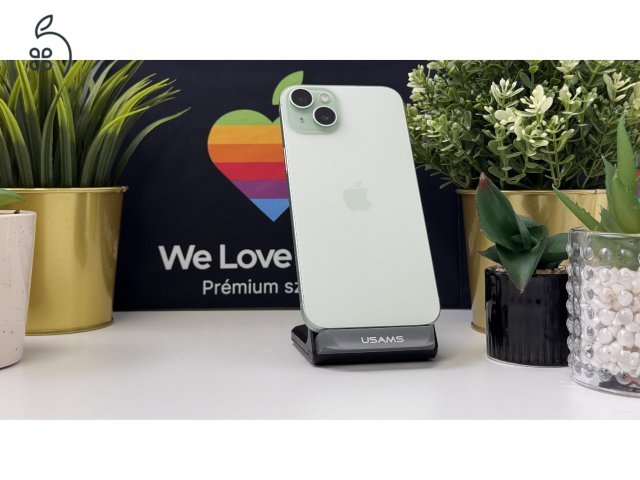  iPhone 15 Plus 128GB Zöld, Független - 1ÉV Garancia, Számla 