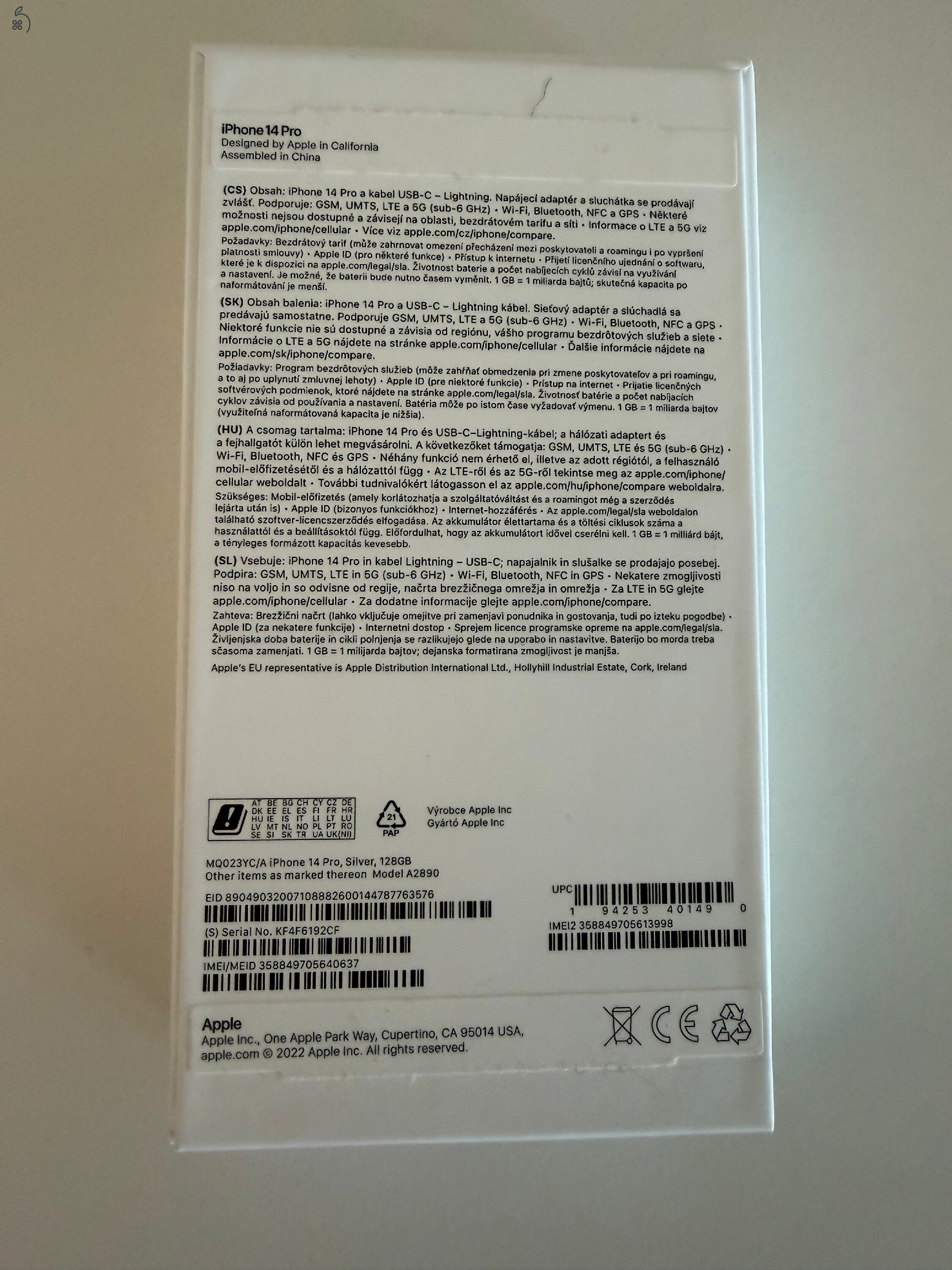 iPhone 14 Pro (2023) fehér független 128 GB 