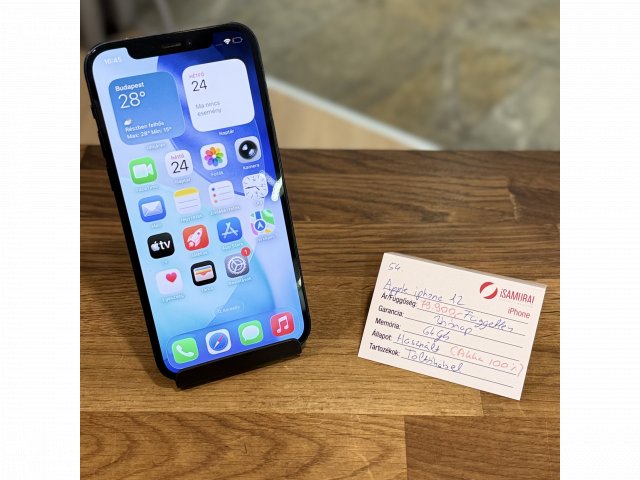 Apple iPhone 12  - 64GB - Fekete - 100% akku (54.)