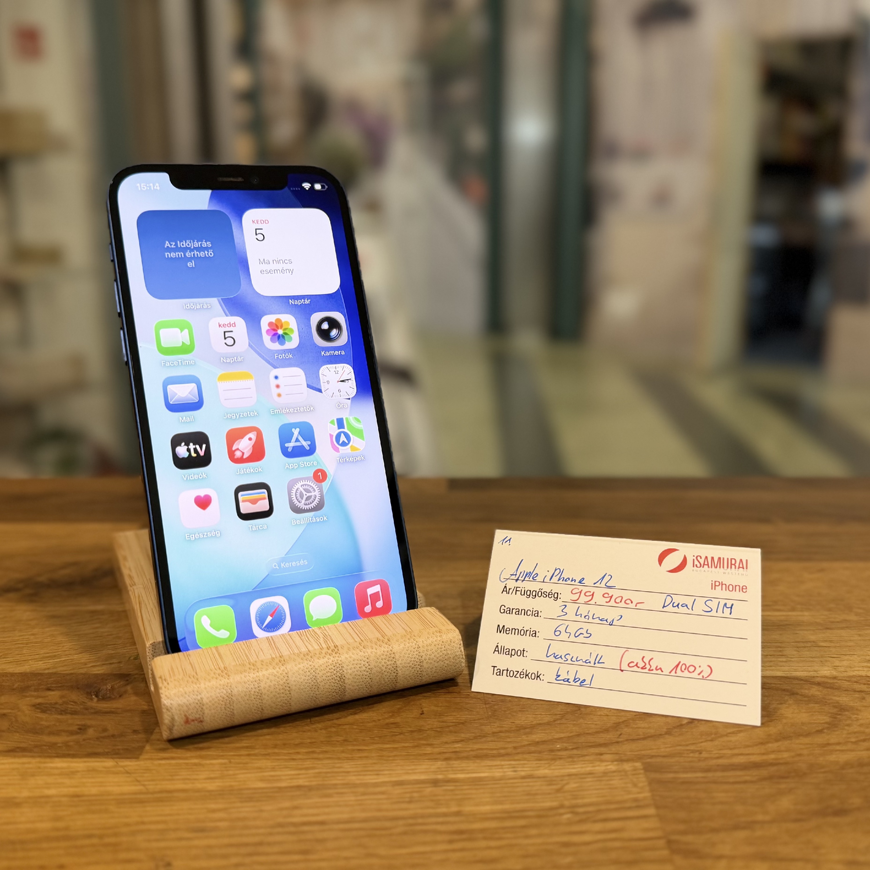 Apple iPhone 12 - 64GB - Fizikai Dual Sim - Kék - 100% akku (11.)