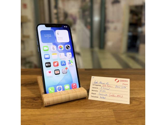 Apple iPhone 12 - 64GB - Fizikai Dual Sim - Kék - 100% akku (11.)