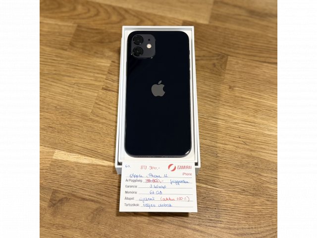 Apple iPhone 12 - 64GB - fekete - Újszerű - 100% akku (60.)