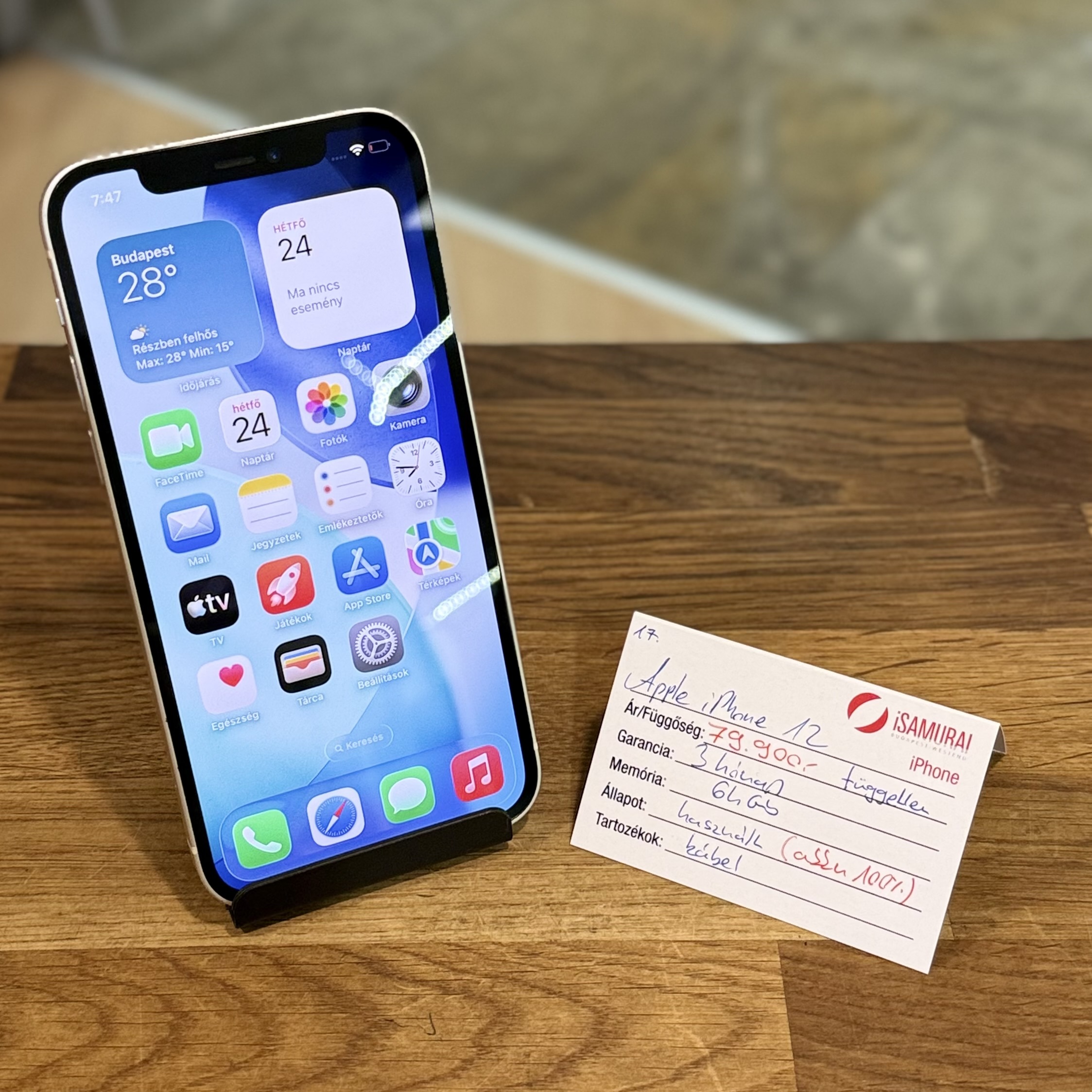 Apple iPhone 12 - 64GB - Fehér - 100% akku (17.)
