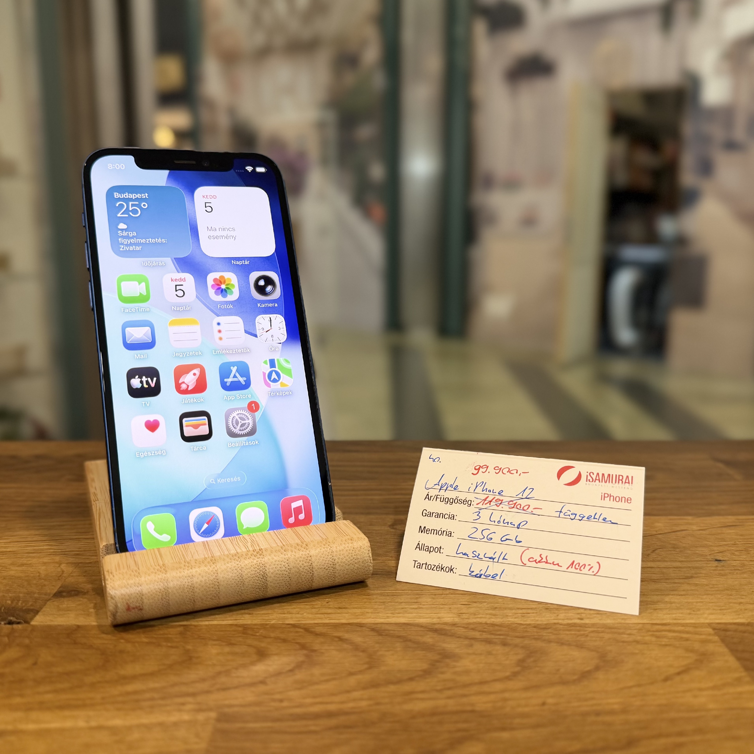 Apple iPhone 12 - 256GB - Kék - 100% akku (40.)