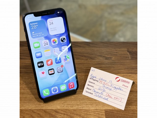 Apple iPhone 12 - 64GB - Fekete - 100% akku (40.)