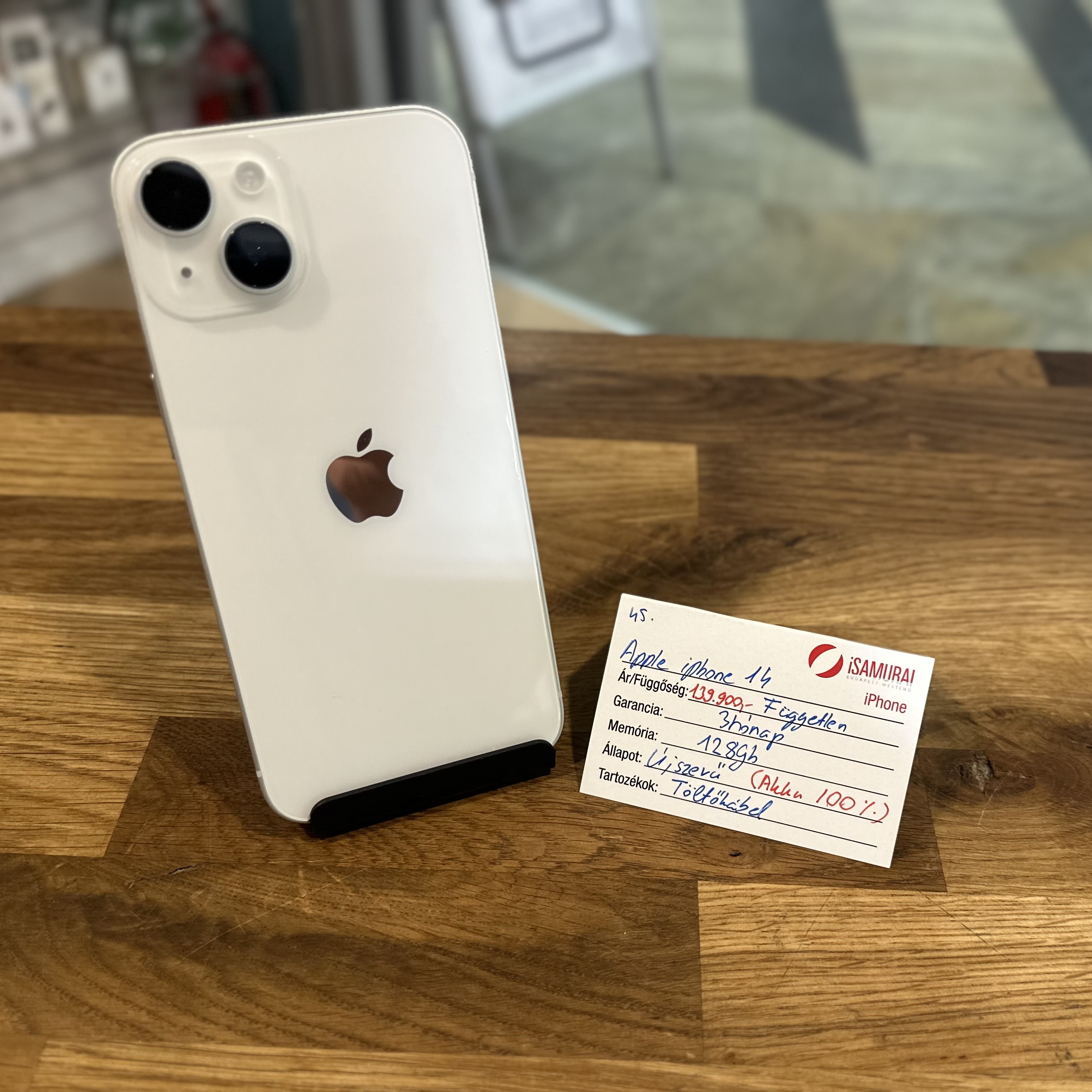 Apple iPhone 14 - 128GB - Fehér - Újszerű - 100% akku (45.)