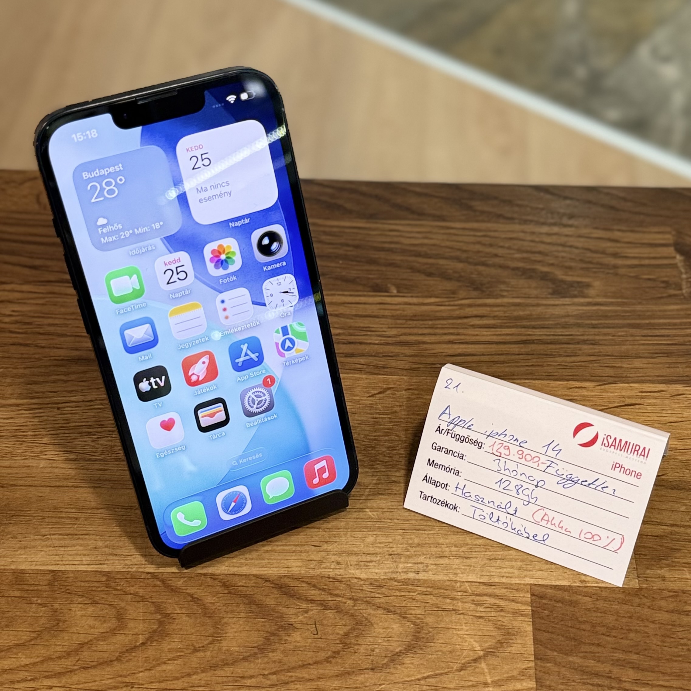 Apple iPhone 14 - 128GB - Fekete - 100% akku (21.)