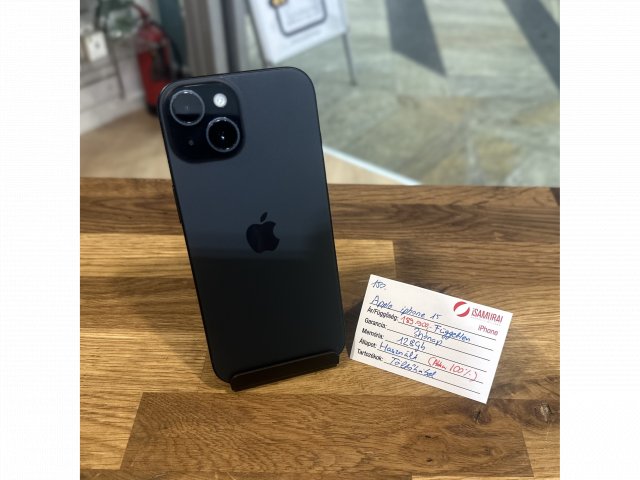 Apple iPhone 15 - 128GB - Fekete - Független - Akku 100% ( 150.)