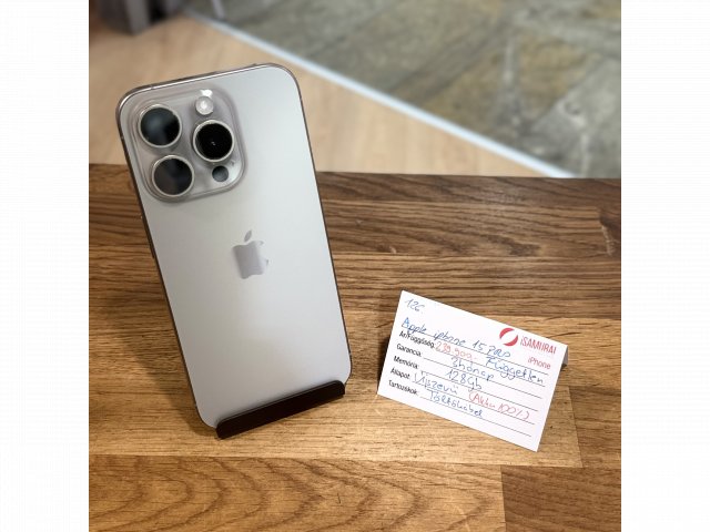 Apple iPhone 15 Pro - 128GB - Natúr Titán - 100% akku - újszerű ( 126.)
