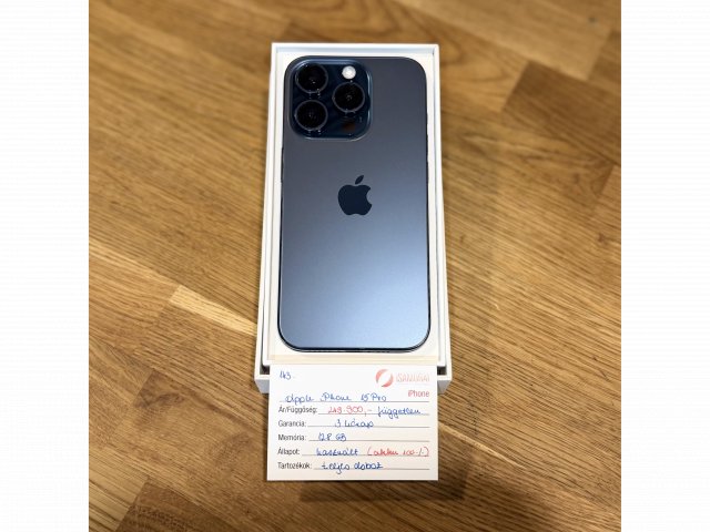 143. Apple iPhone 15 Pro - 128GB - Blue Titan - 100% akku
