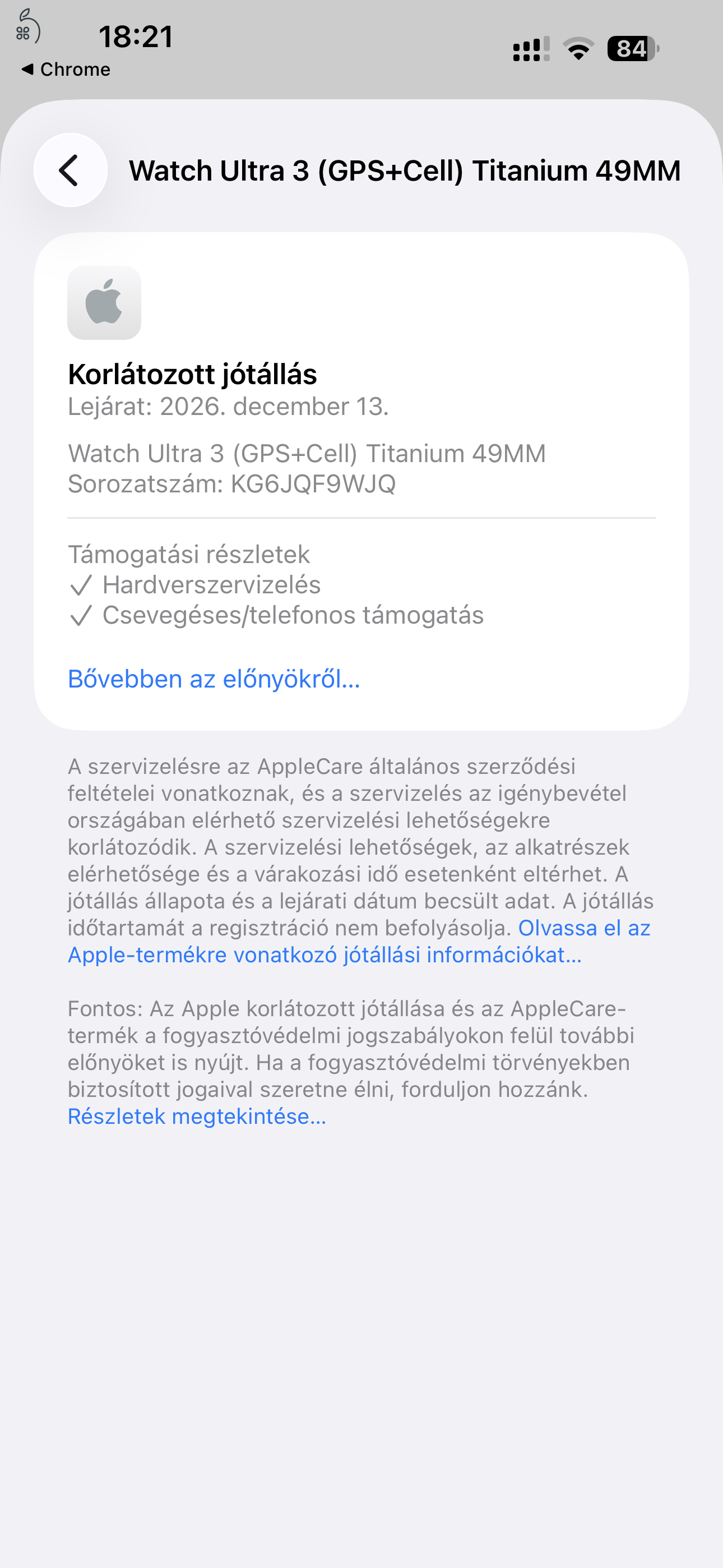 ÚJ ÁLLAPOTÚ APPLE WATCH ULTRA 3 NATÚR TITÁN APPLE GARANCIA 2026.12.13-IG