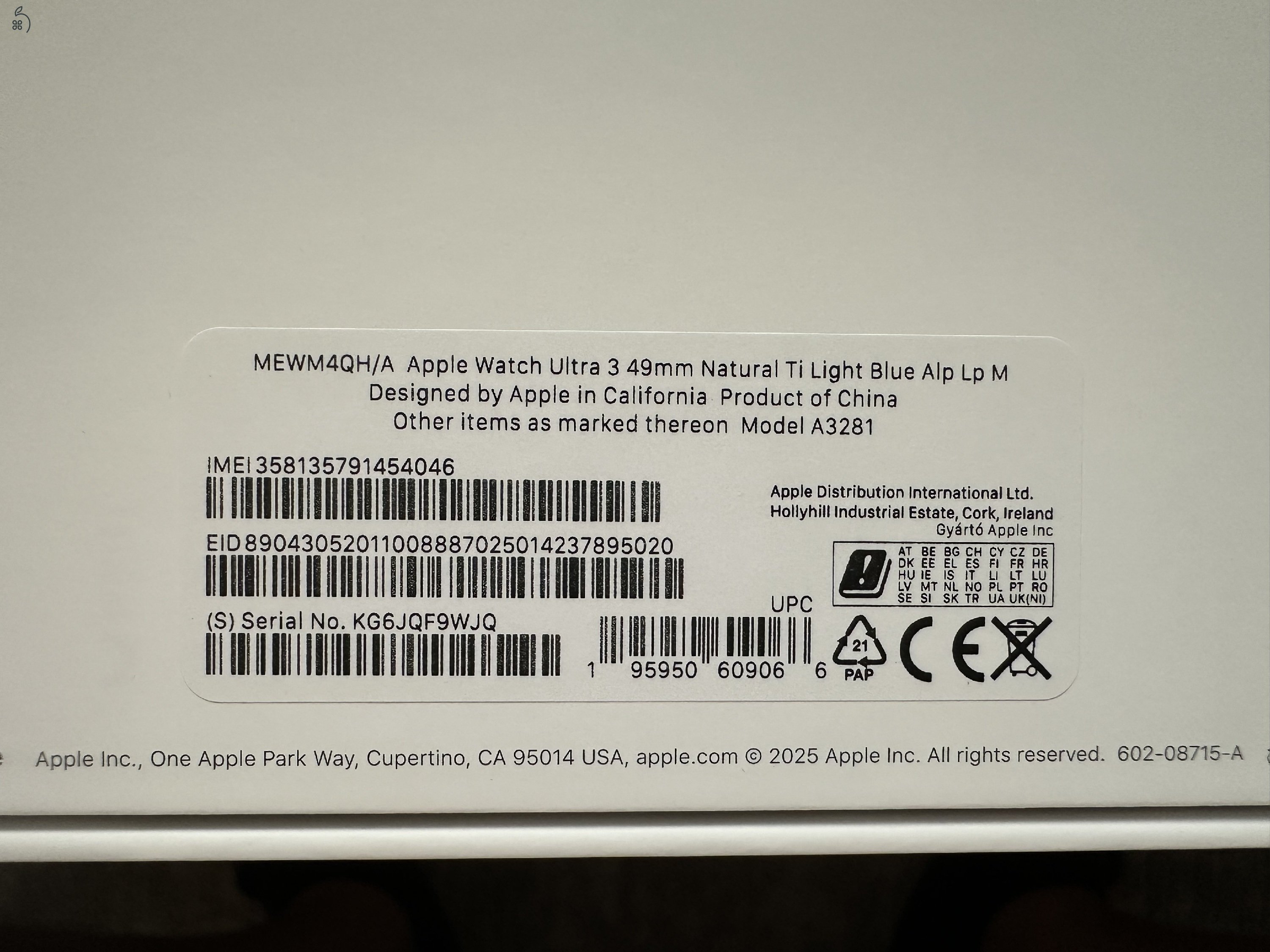 ÚJ ÁLLAPOTÚ APPLE WATCH ULTRA 3 NATÚR TITÁN APPLE GARANCIA 2026.12.13-IG