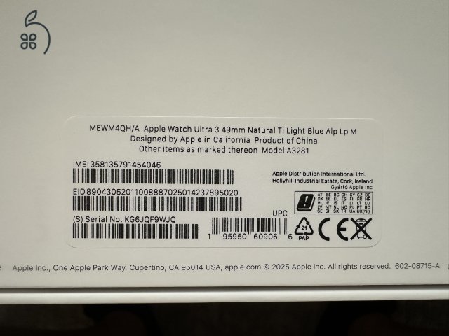 ÚJ ÁLLAPOTÚ APPLE WATCH ULTRA 3 NATÚR TITÁN APPLE GARANCIA 2026.12.13-IG