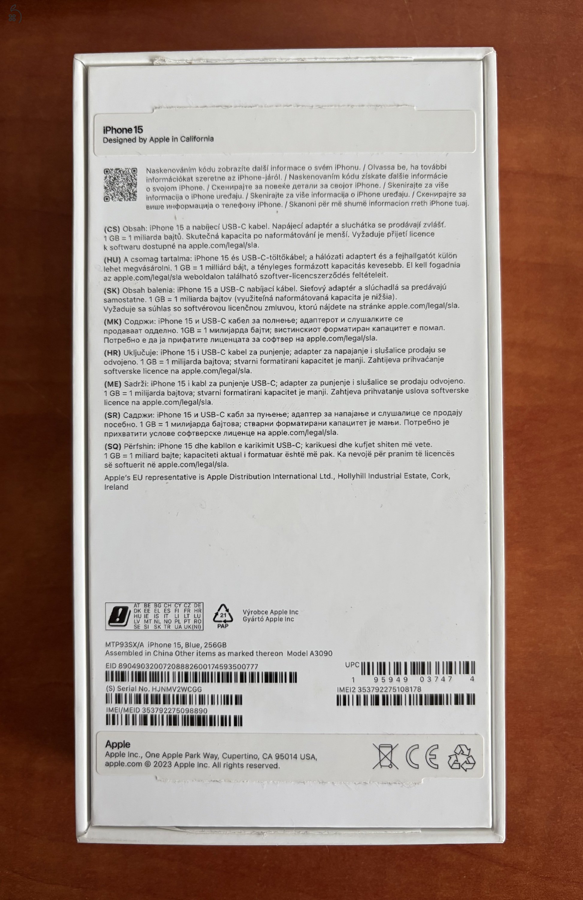 iPhone 15 Blue 256 GB