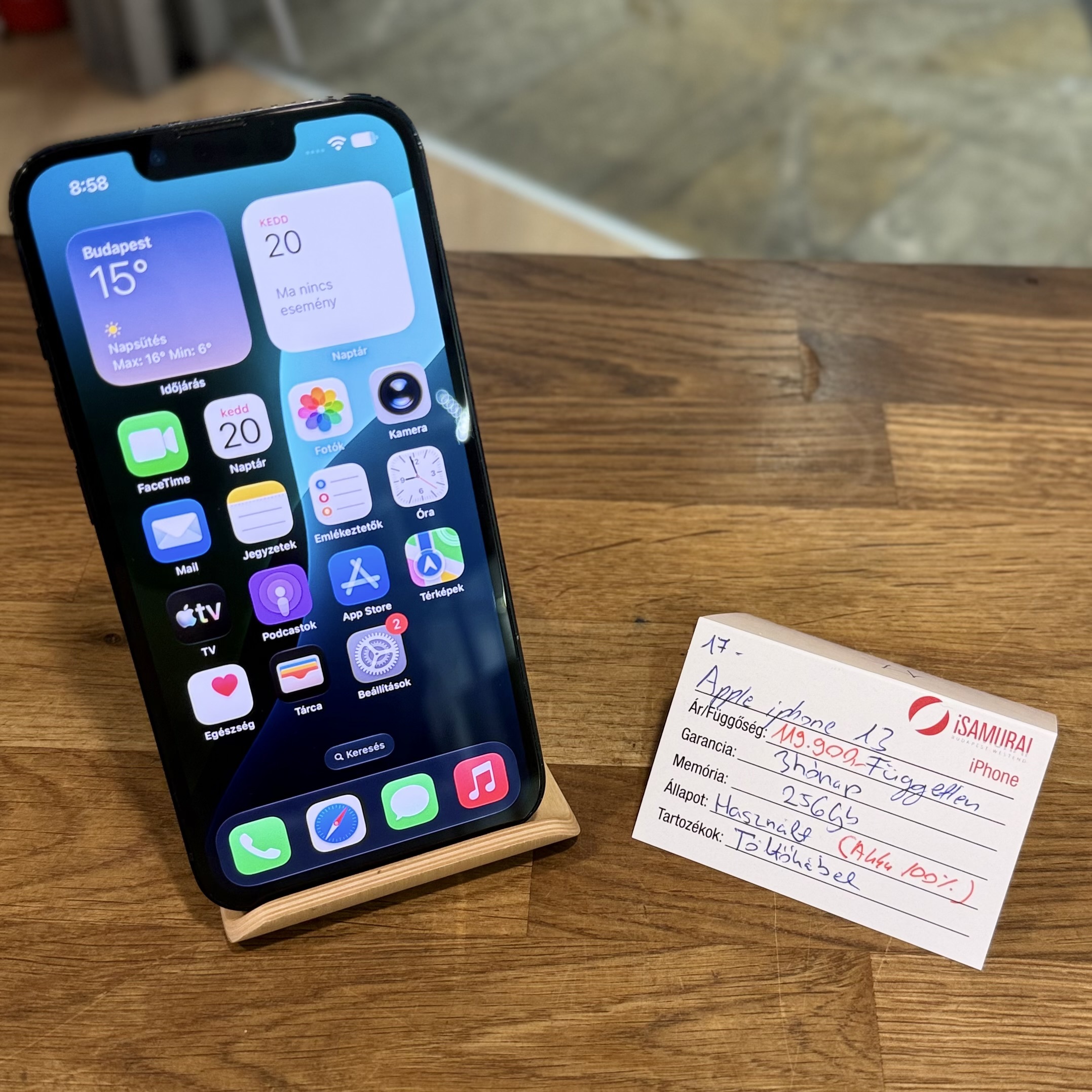 Apple iPhone 13 - 256GB - Fekete - 100% akku (17.)