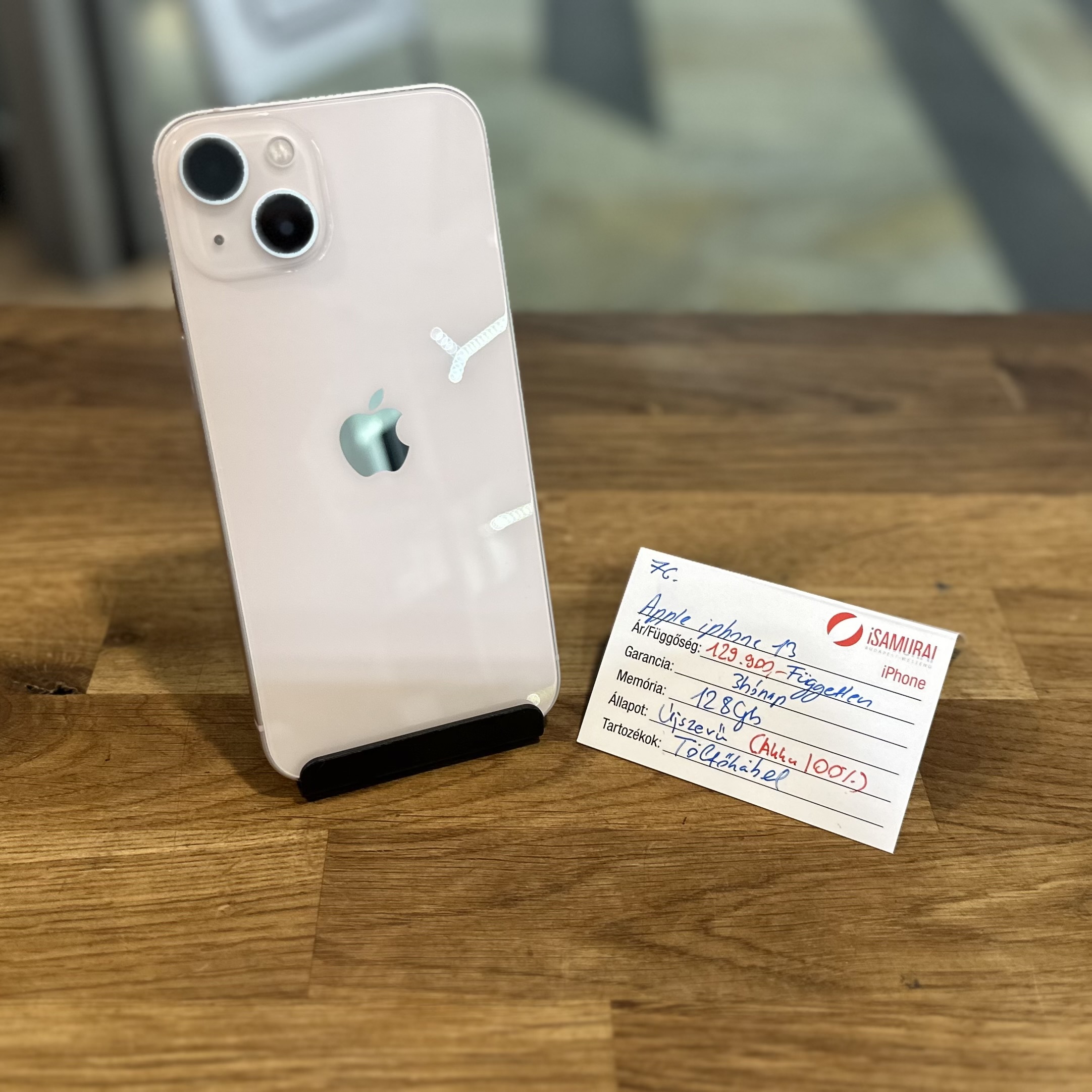Apple iPhone 13 - 128 GB rózsaszín - Újszerű - 100% akku (76.)