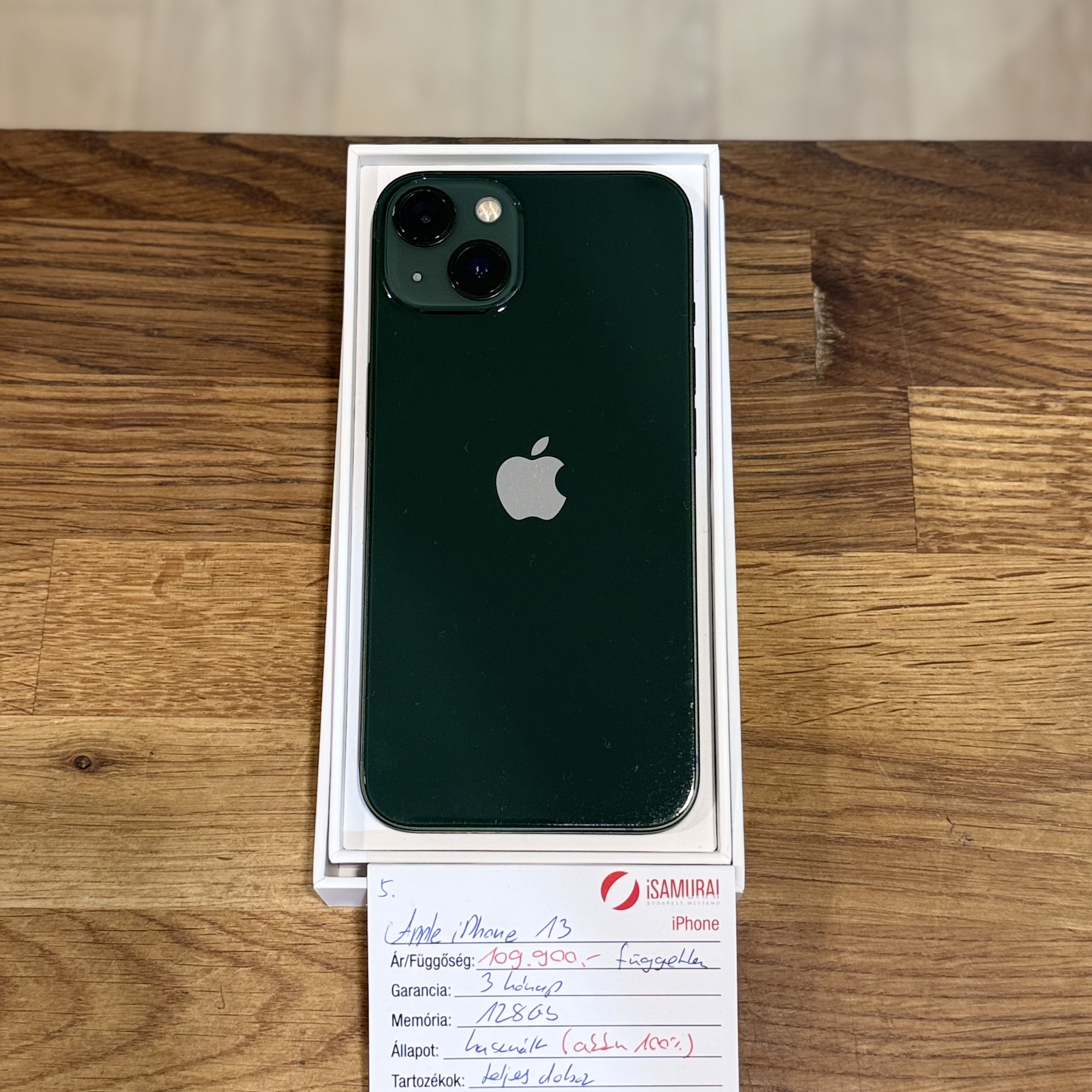 Apple iPhone 13 - 128 GB - Fekete - 100% akku (5.)