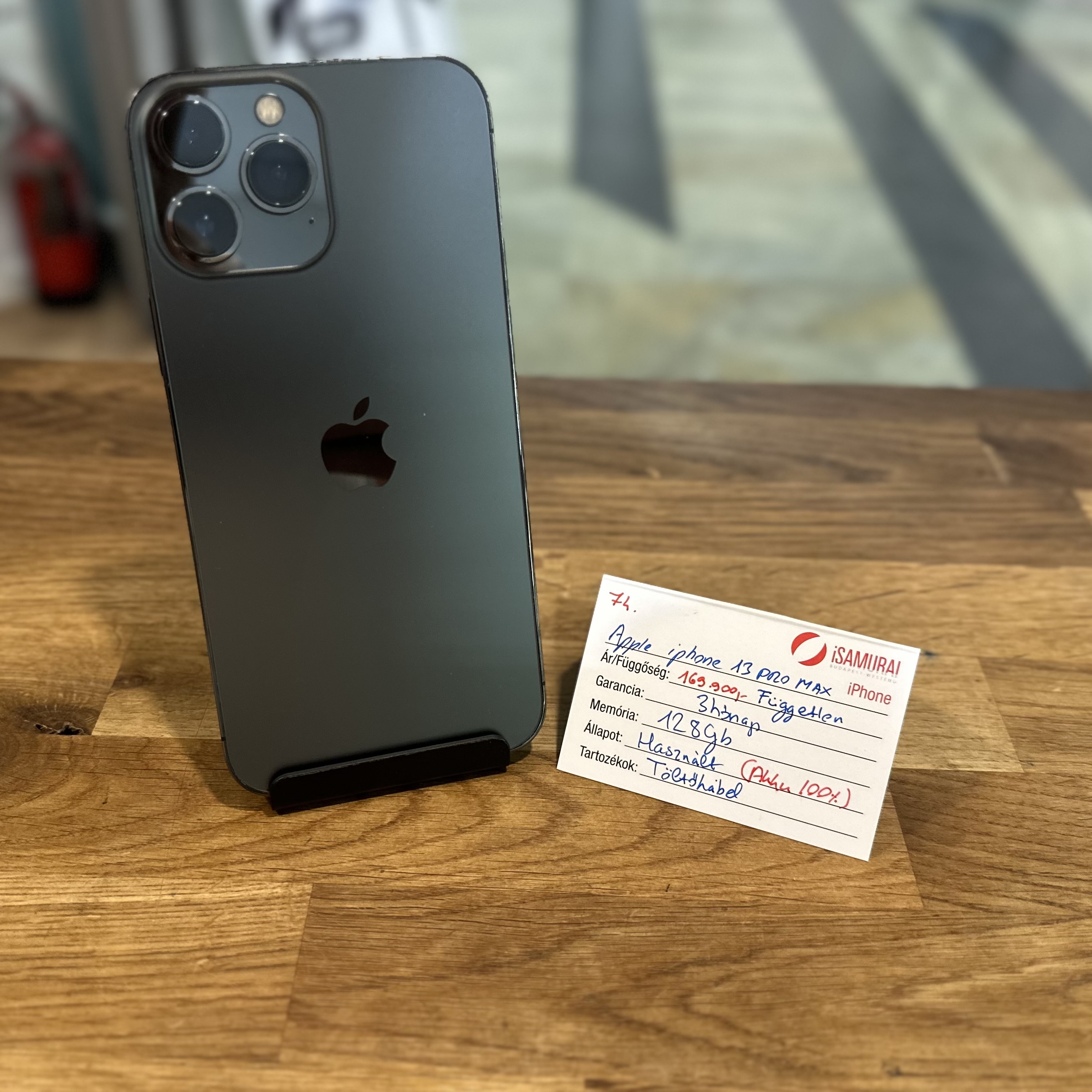Apple iPhone 13 Pro Max - 128 GB - fekete - 100% akku (74.)