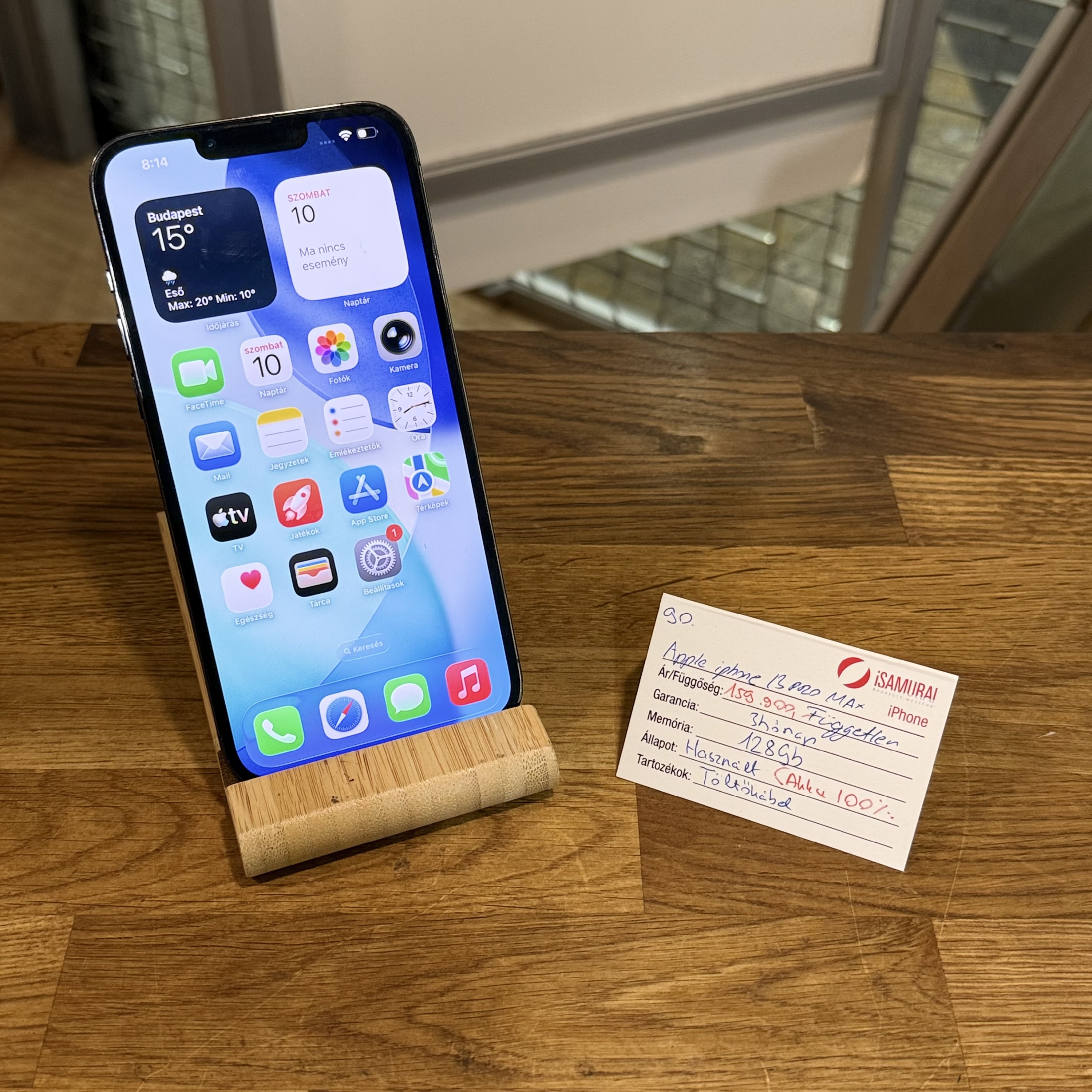 Apple iPhone 13 Pro Max - 128 GB - fekete - 100% akku (90.)