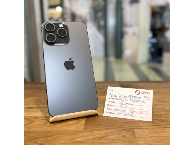 Apple iPhone 15 Pro Max - 1TB - Fekete titán - Újszerű - Akku 100% (152.)