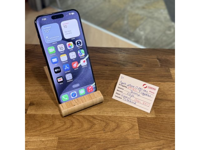 Apple iPhone 15 Pro Max - 512GB - Fekete titán - Újszerű - Akku 100% (95.)