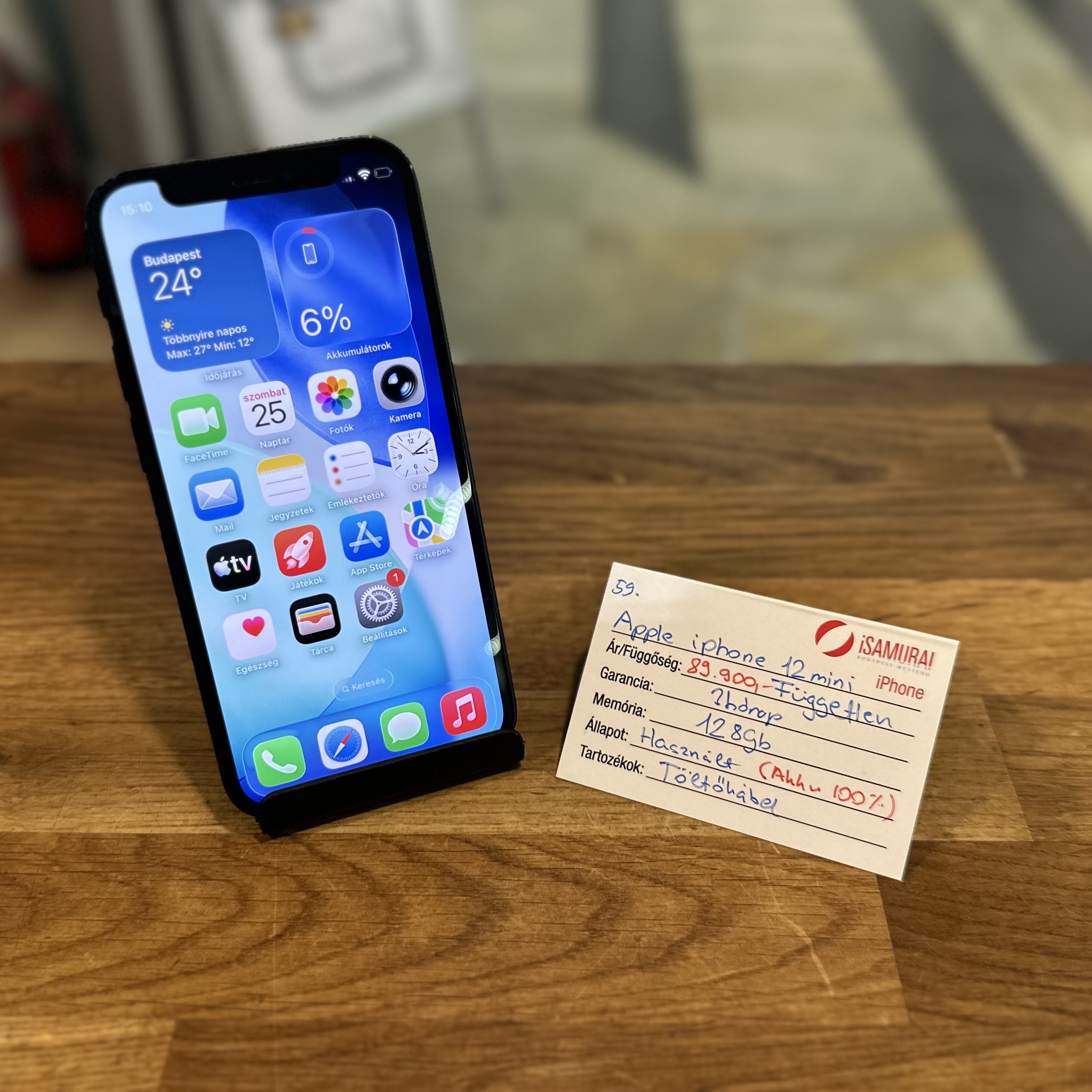 Apple iPhone 12 Mini - 128 GB - fekete - 100% akku (59.)