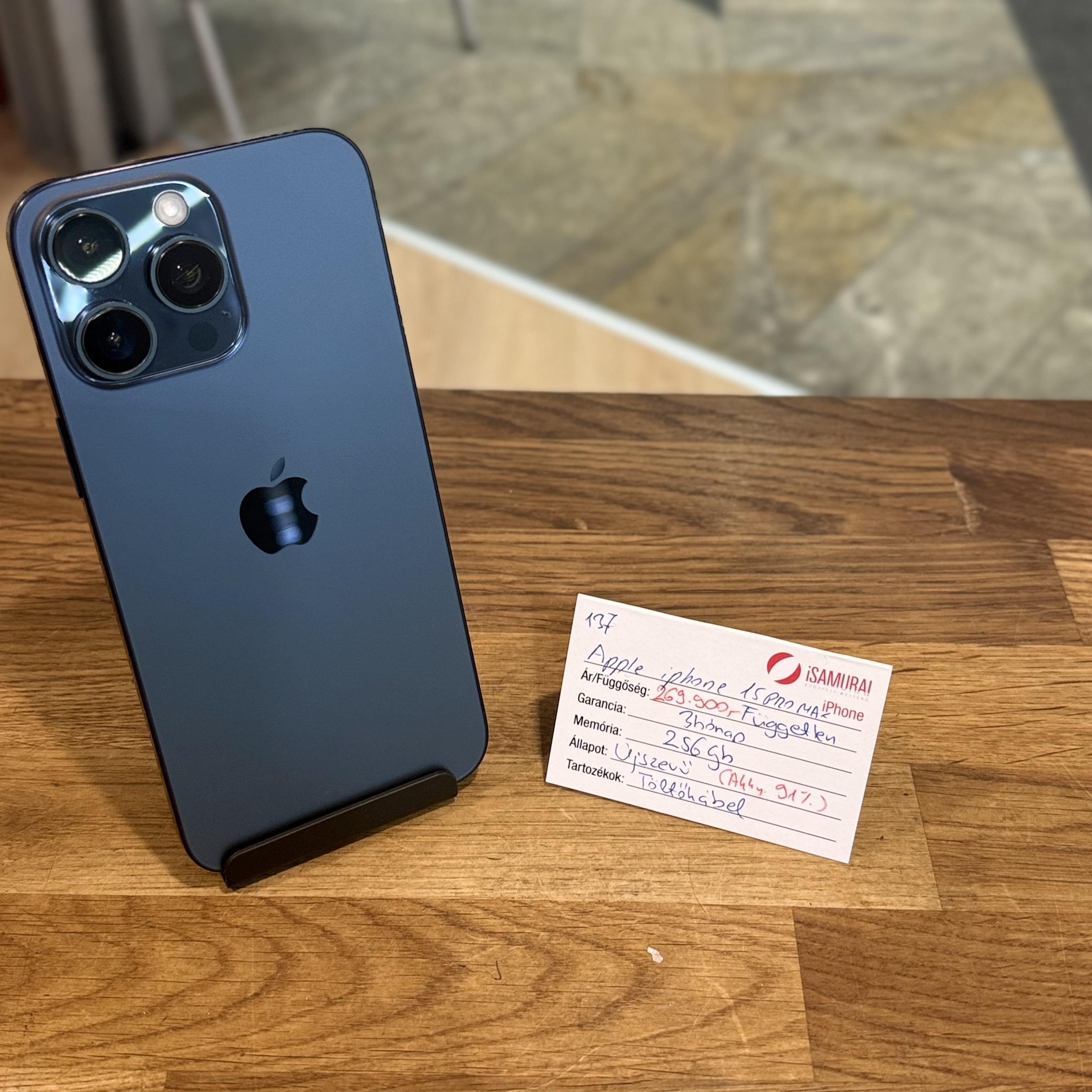 Apple iPhone 15 Pro Max - 256GB - kék - 91% akku (137.)