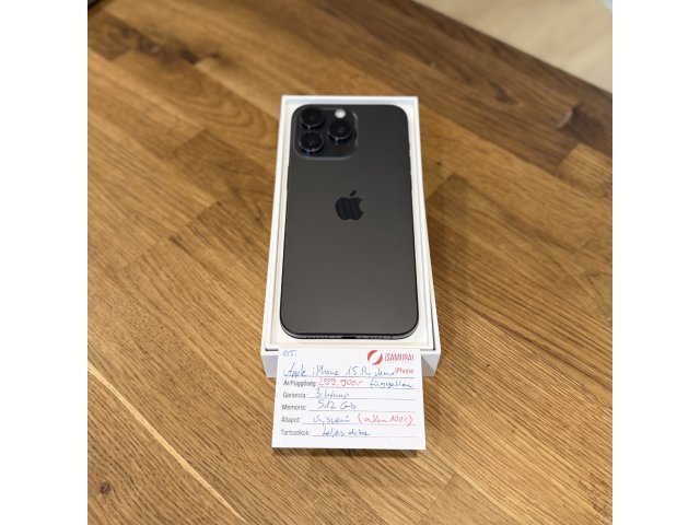 Apple iPhone 15 Pro Max - 512 GB - fekete titán - független - Akku 100% (155.)