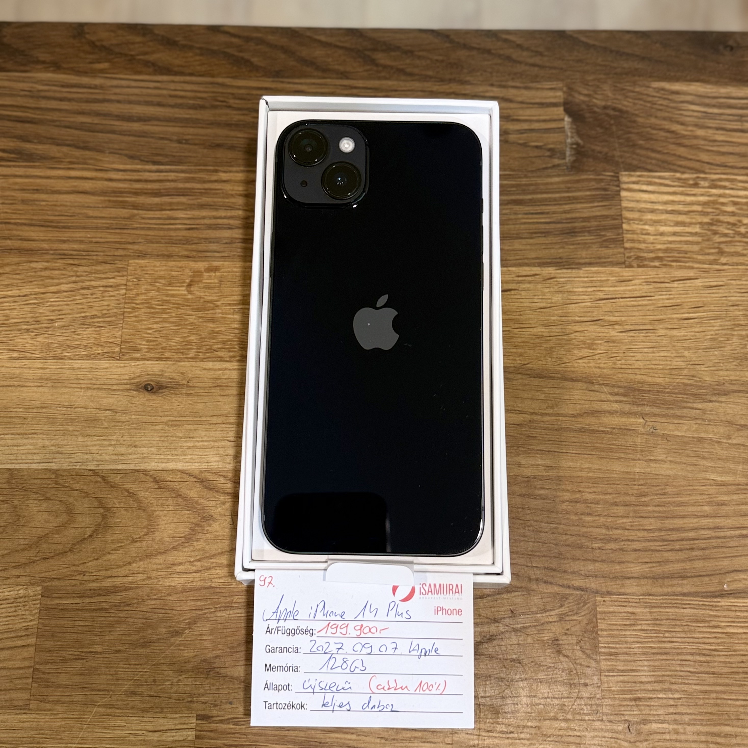 Apple iPhone 14 Plus - 128 GB - fekete - 100% akku (97.)