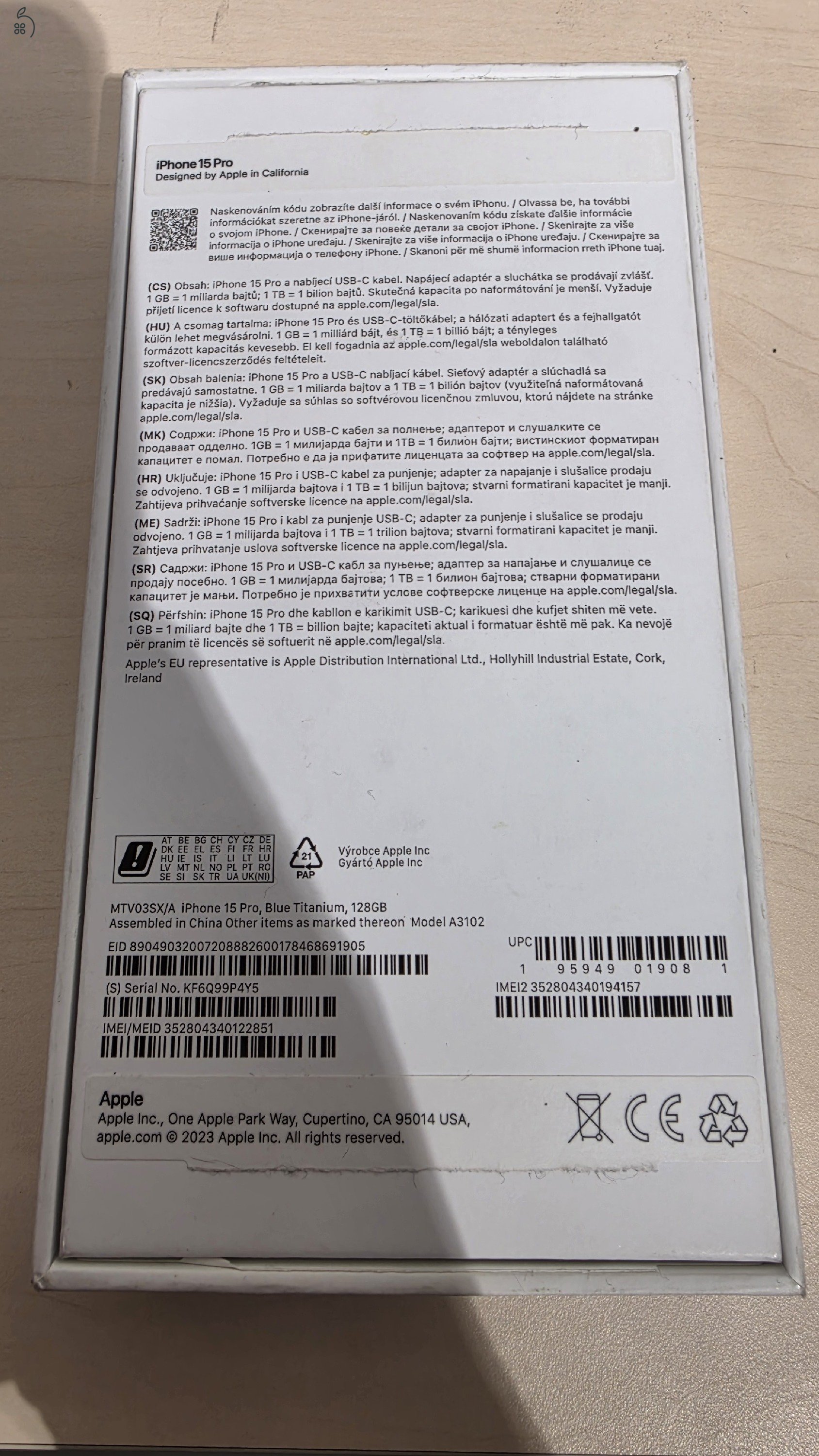 ​???? Eladó iPhone 15 Pro – 128 GB – Titánkék