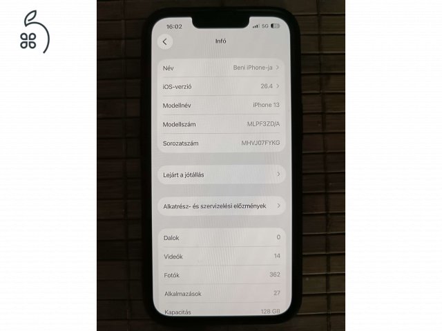 Eladó iPhone 13 128GB Midnight