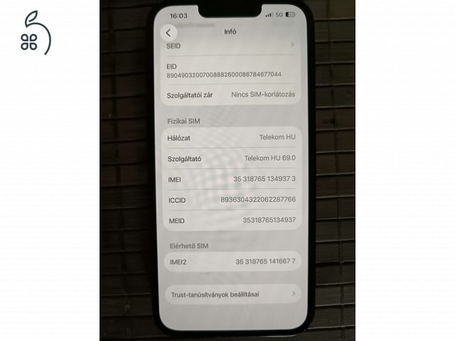Eladó iPhone 13 128GB Midnight